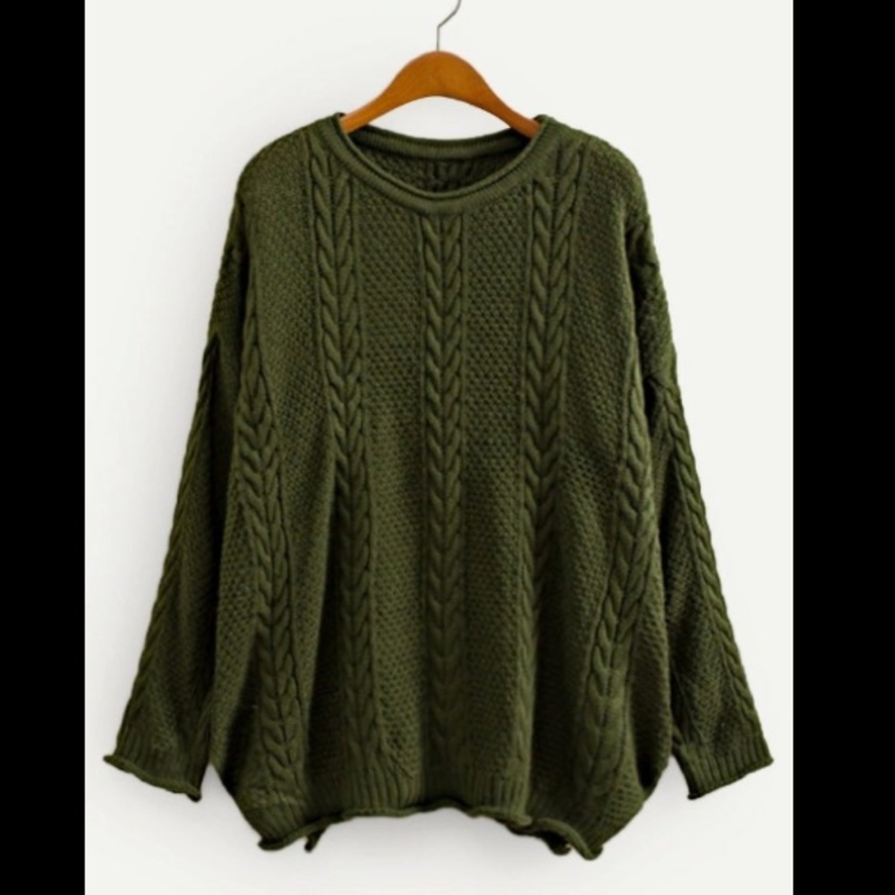 Rolled Edge Knit Drop Shoulder Sweater
